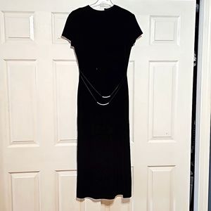 Vintage Black Velvet Belted Dress  10